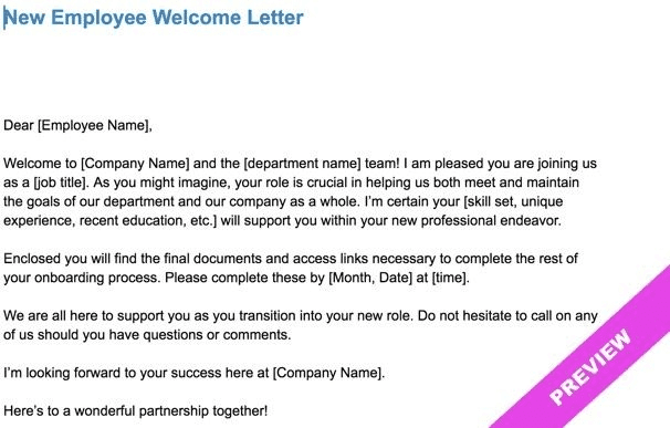 Example of a formal welcome message by SINC
