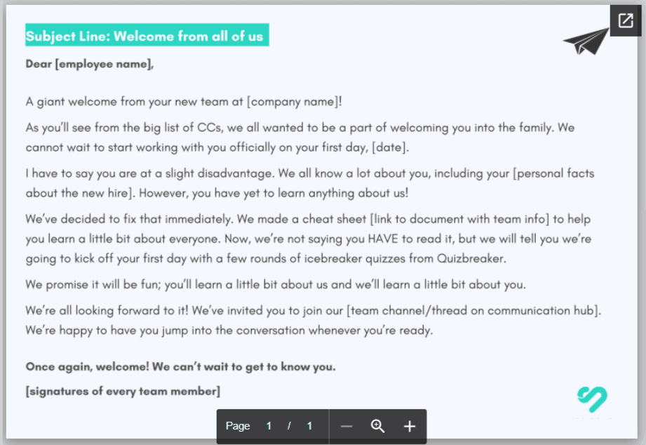 The “Welcome to the Team” Messages by Snacknation