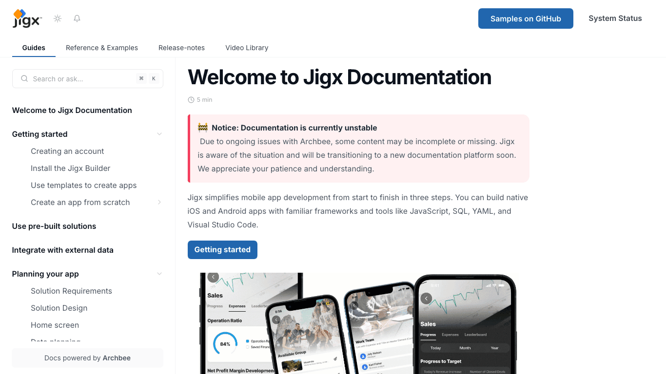 Jigx documentation portal