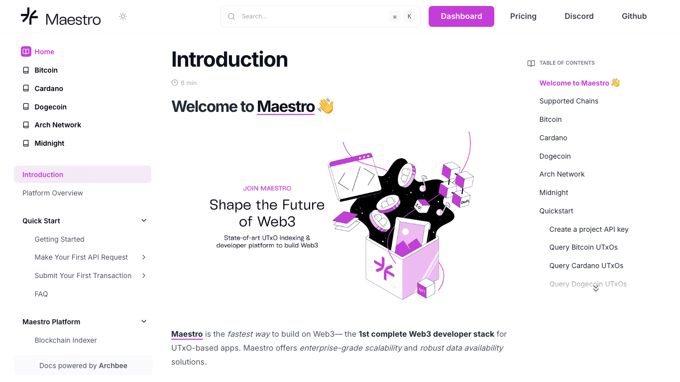 Maestro documentation portal