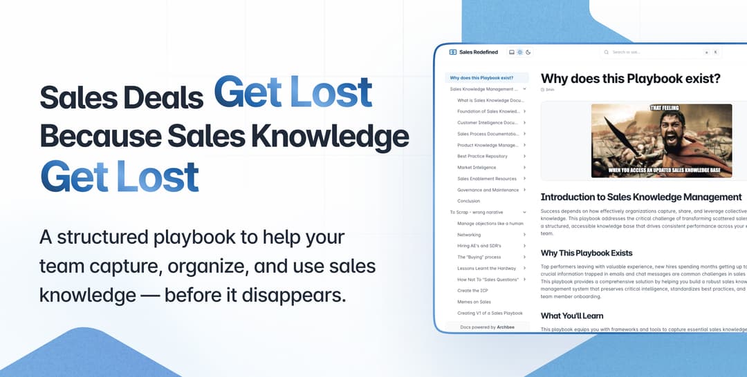 New Playbook! Sales Knowledge Redefined. Lost info? Lost Leads.