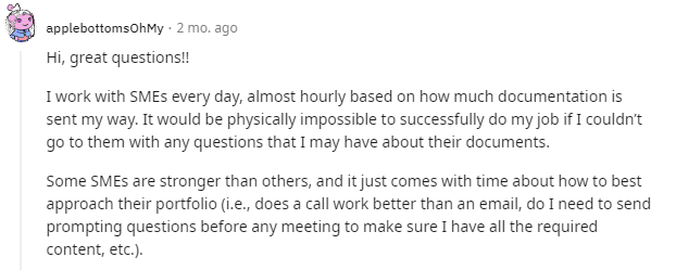Reddit post about how to communicate often and leave no question unanswered