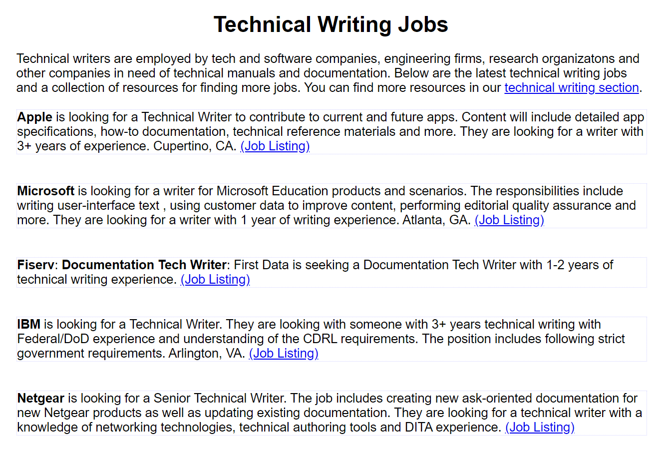 Technical Writing Jobs