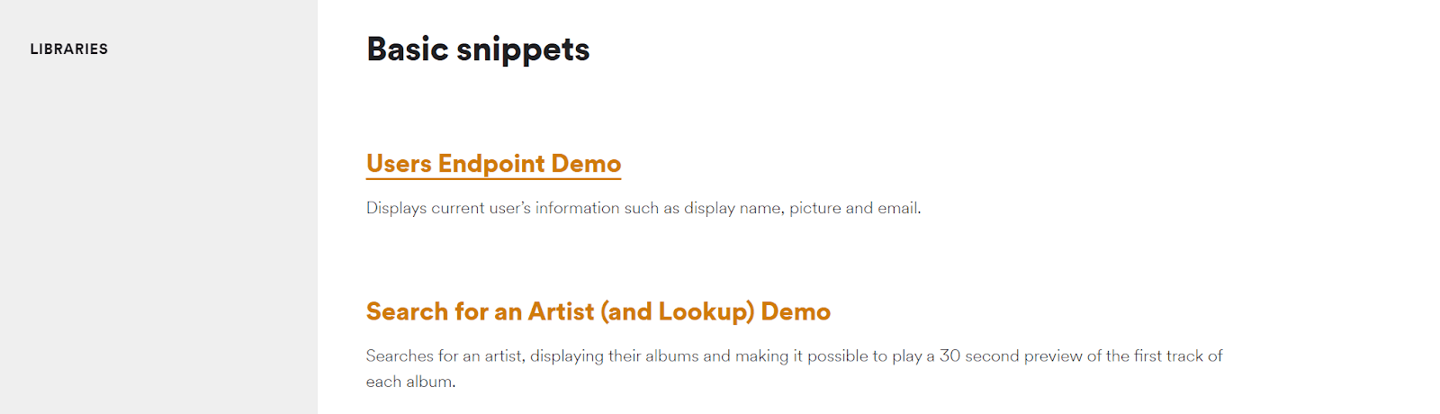 Spotify’s API documentation