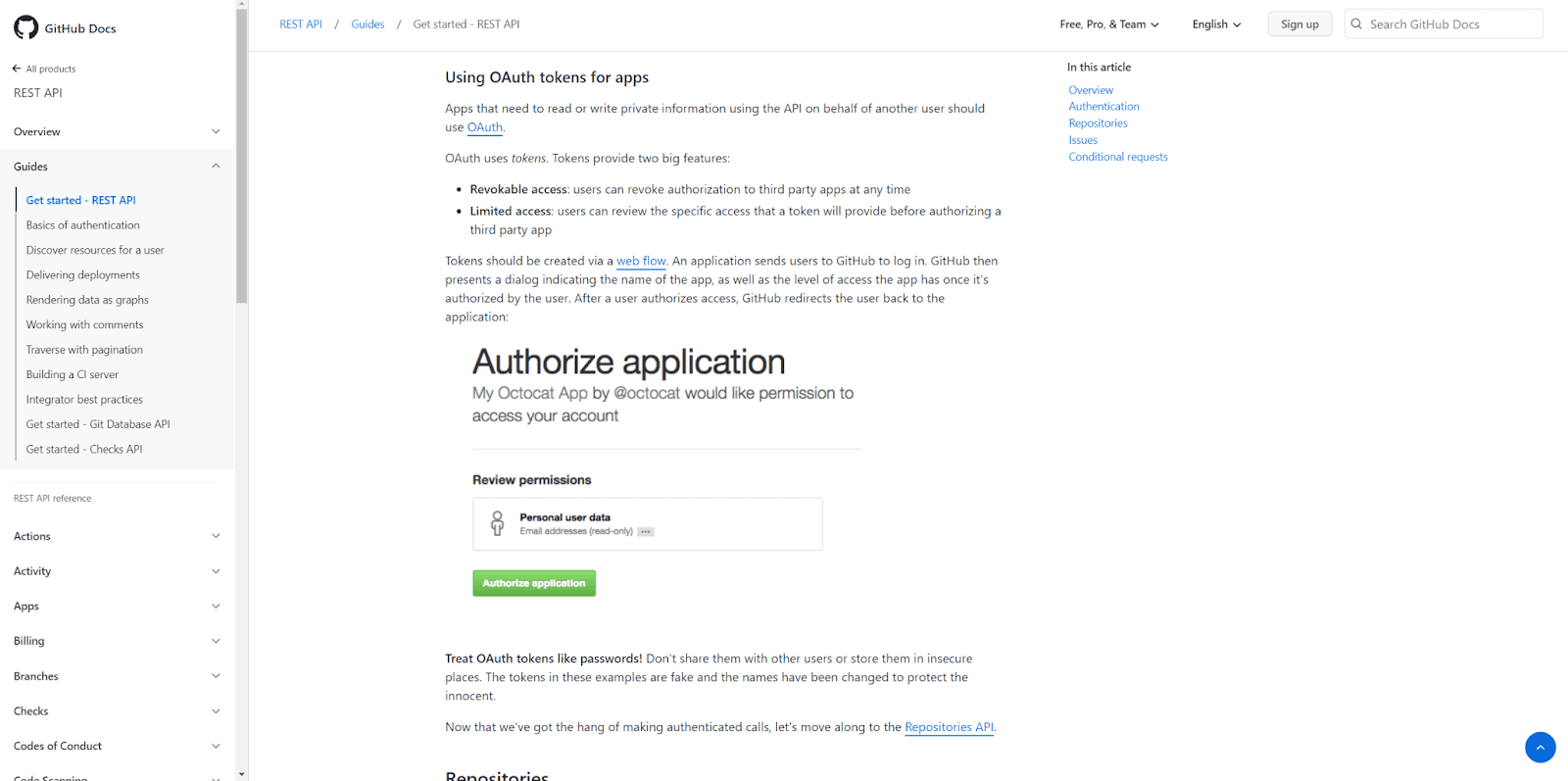 GitHub’s REST API documentation