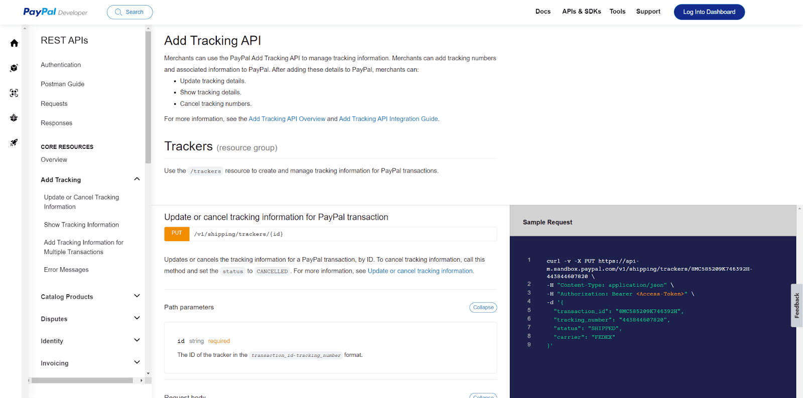 PayPal’s REST API documentation
