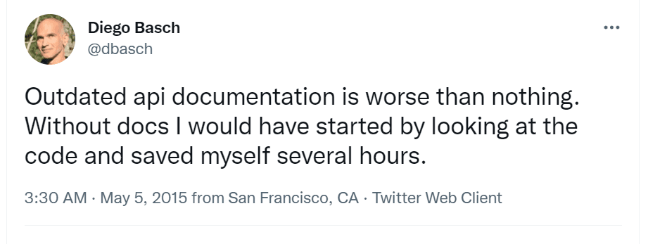 Tweet about API documentation