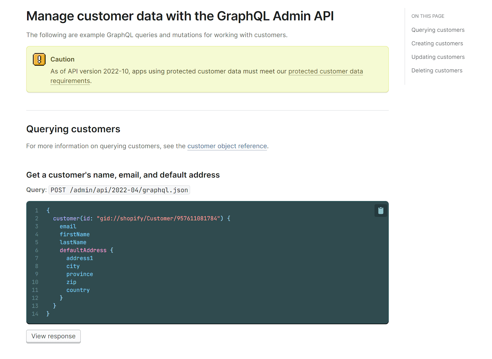 Shopify’s API documentation