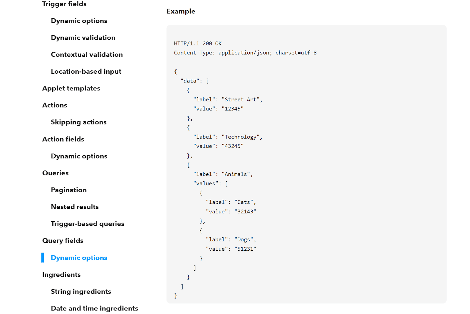 IFTT’s API documentation