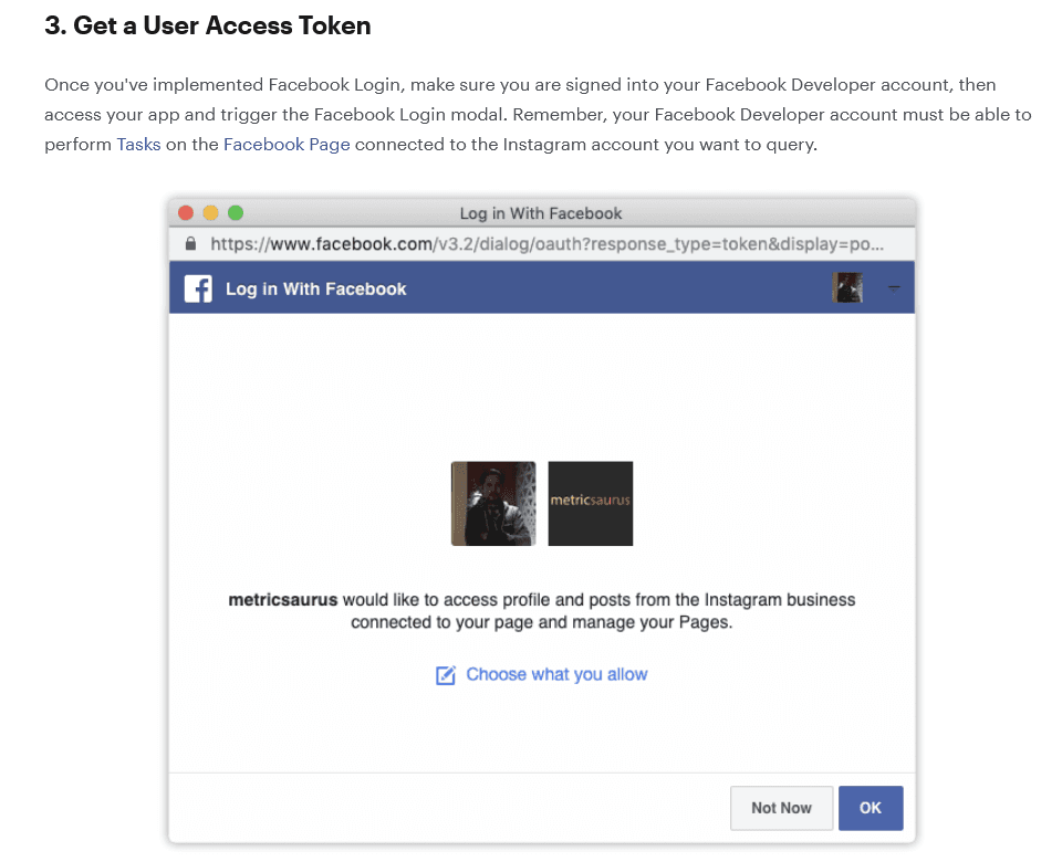 Getting started guide about how to get a user access token