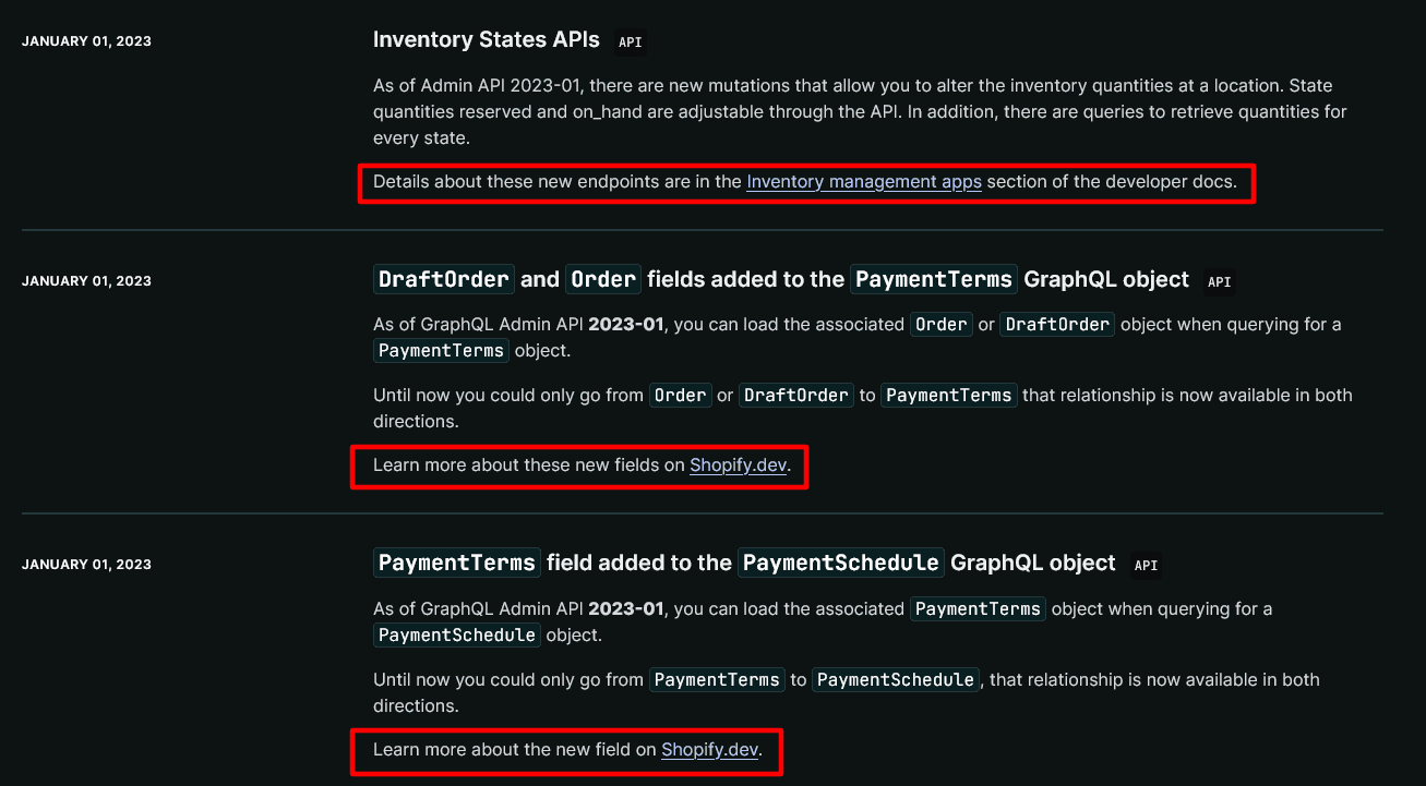 Shopify Developer Changelog