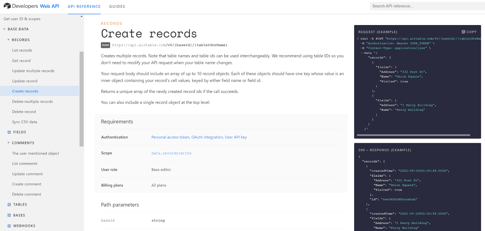 Create records in Airtable