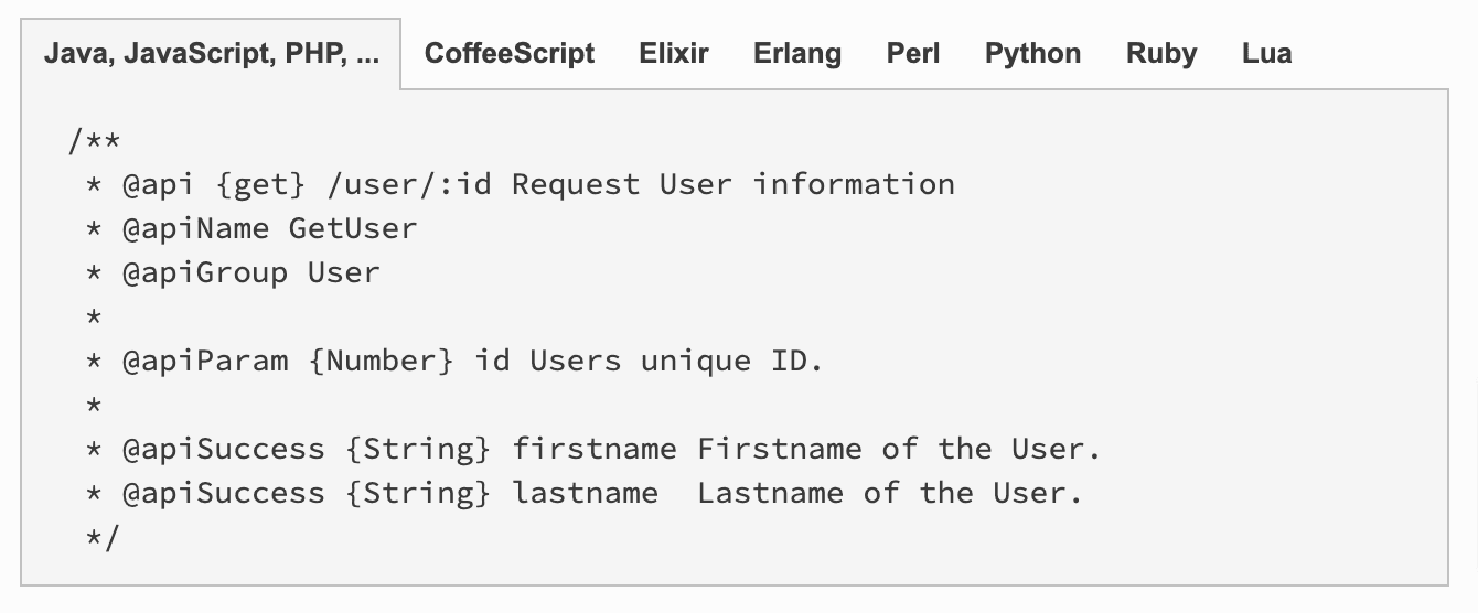 apiDOC comment guidelines
