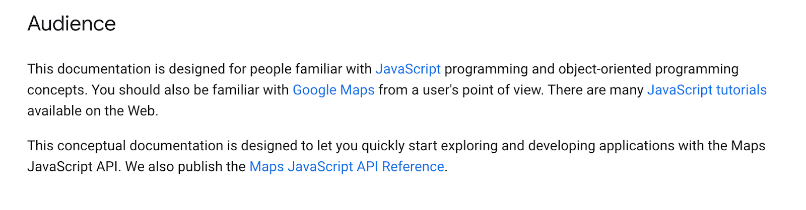 Google Maps API documentation