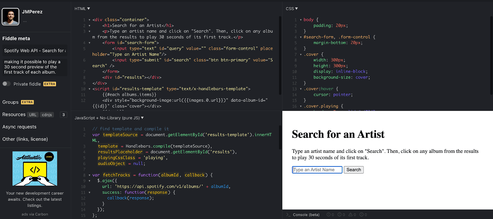 Spotify using Web API