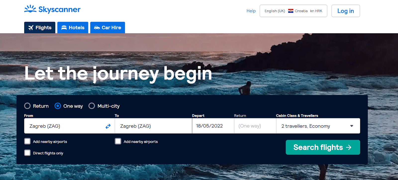 skyscanner.net homepage
