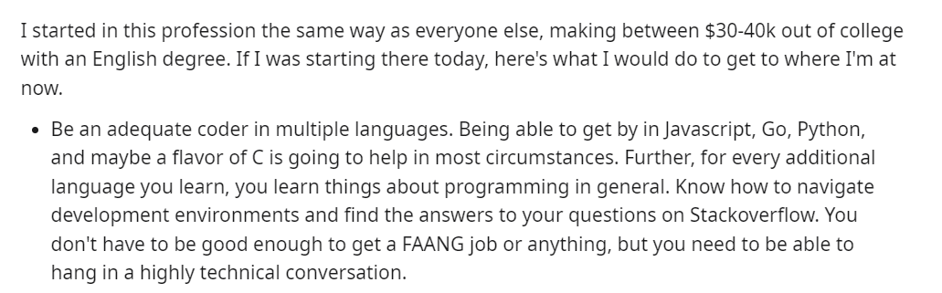 Reddit post about technical writers