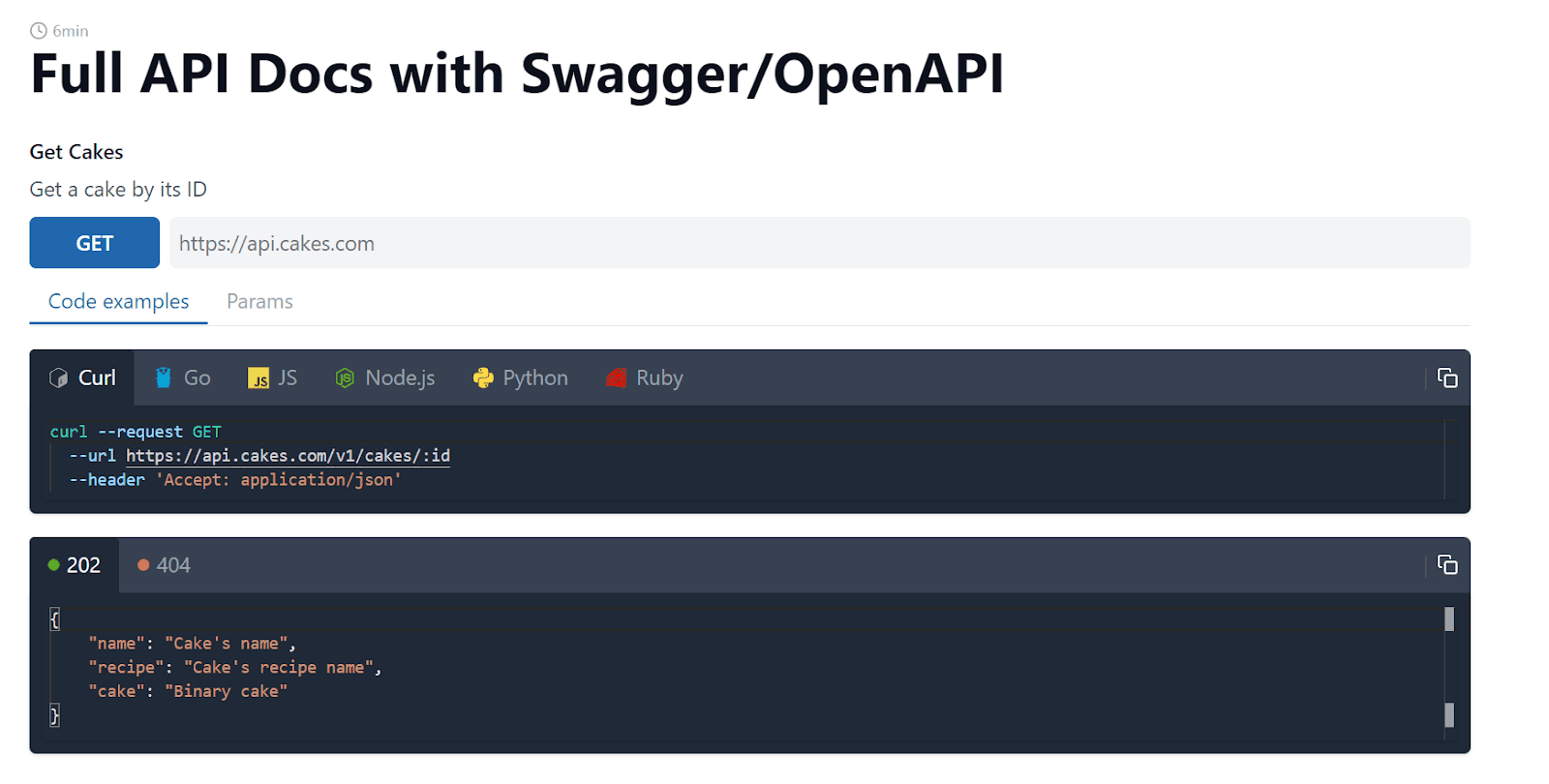 Full API Docs with Swagger/OpenAPI