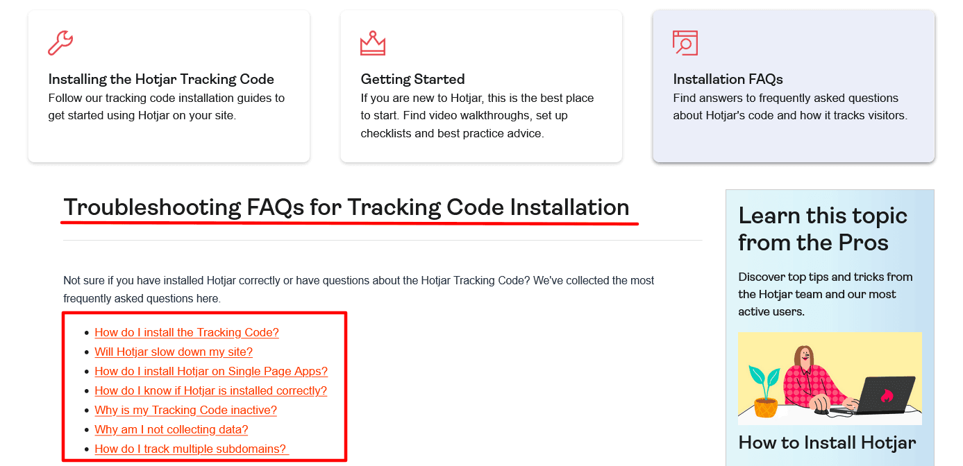 Hotjar resource with answers to common problems