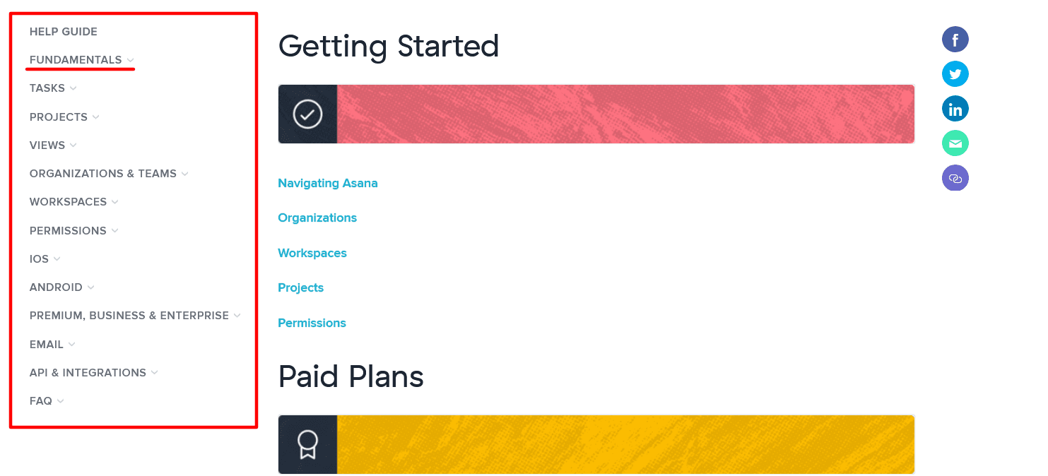 Asana’s user manual