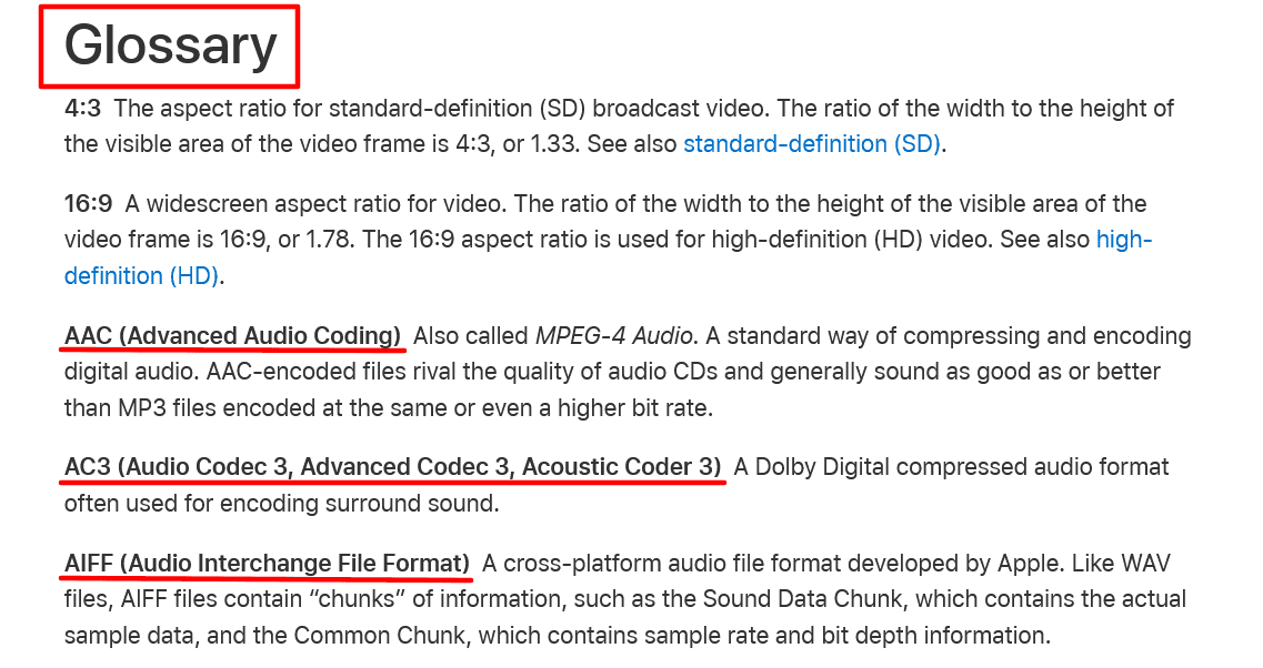 Apple has an extensive glossary for the Final Cut Pro software