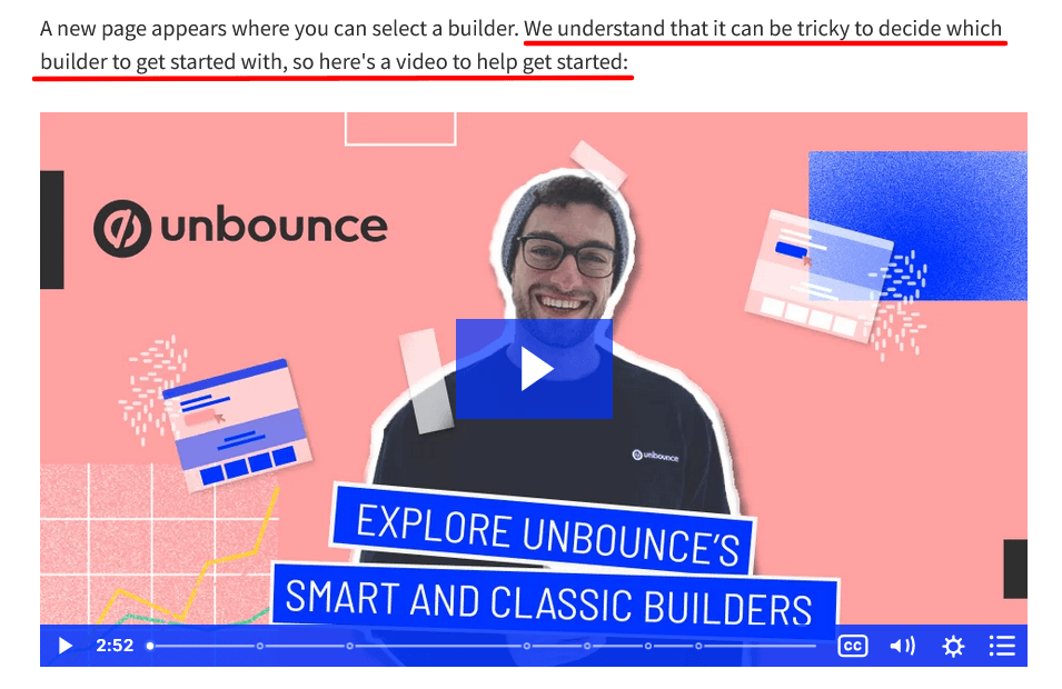 Unbounce video that explains which site builder to use