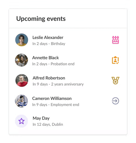 kiwiHR showcases how you can easily schedule important dates, bank holidays, anniversaries, and birthdays