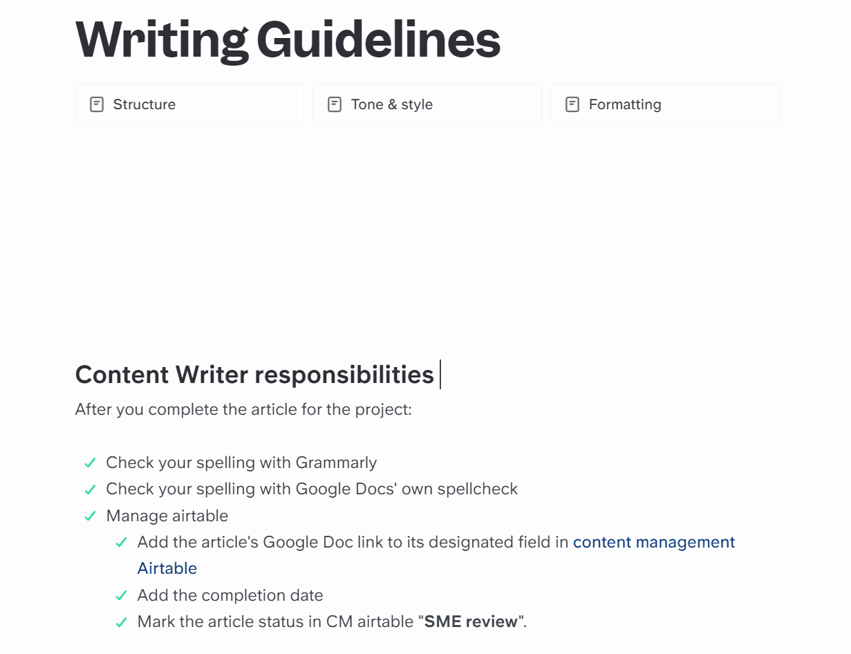 Slite Writing Guidelines
