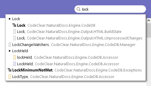 Natural Docs search option
