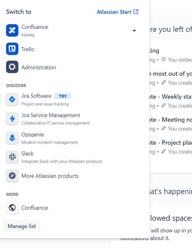 Confluence provides with seamless integration