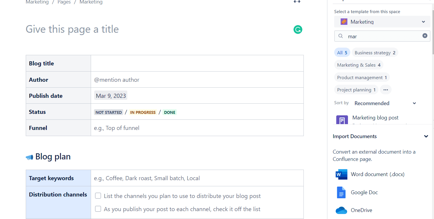 Confluence ready-to-use templates