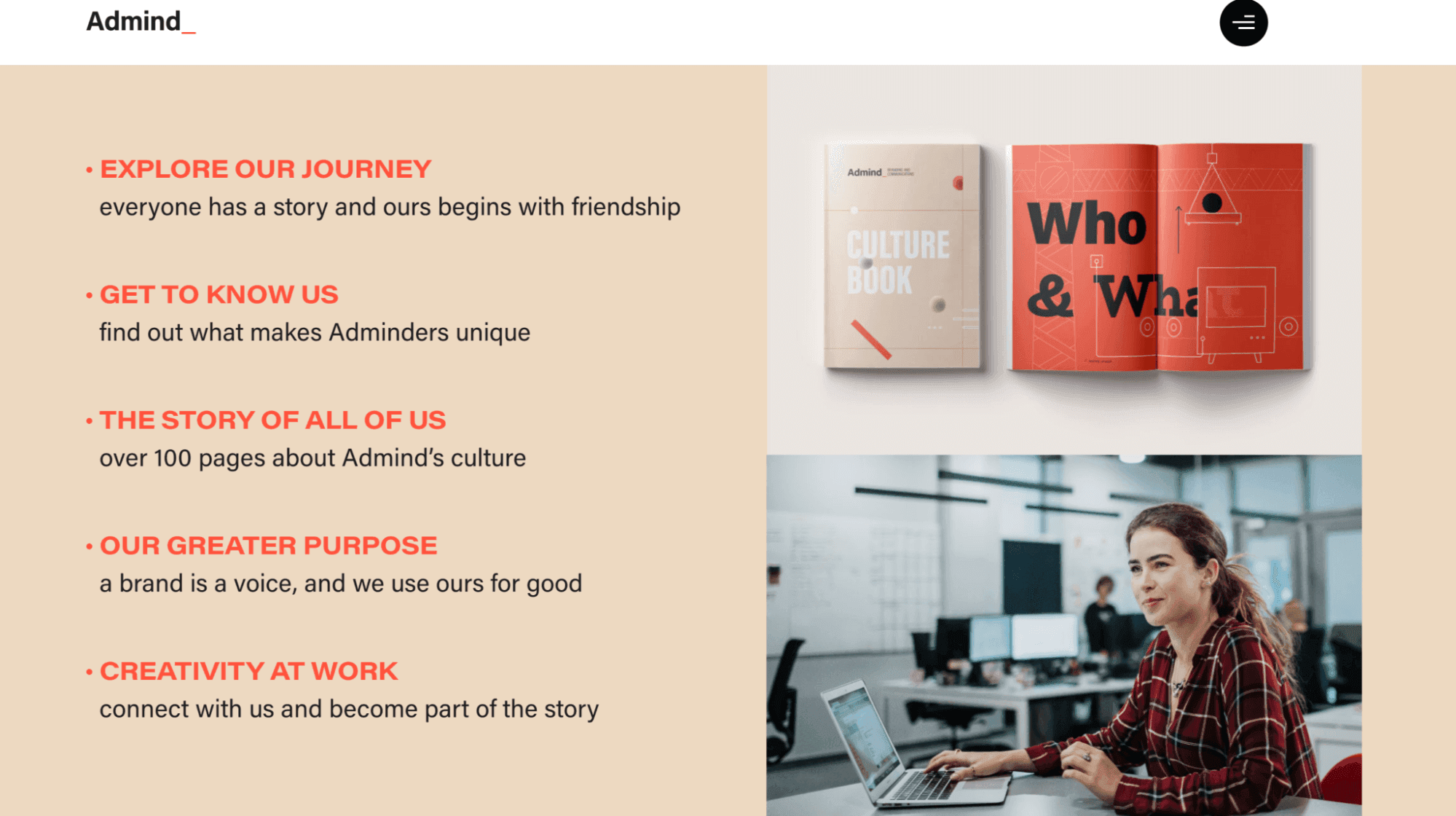 Example of a company's mission, vision, and values