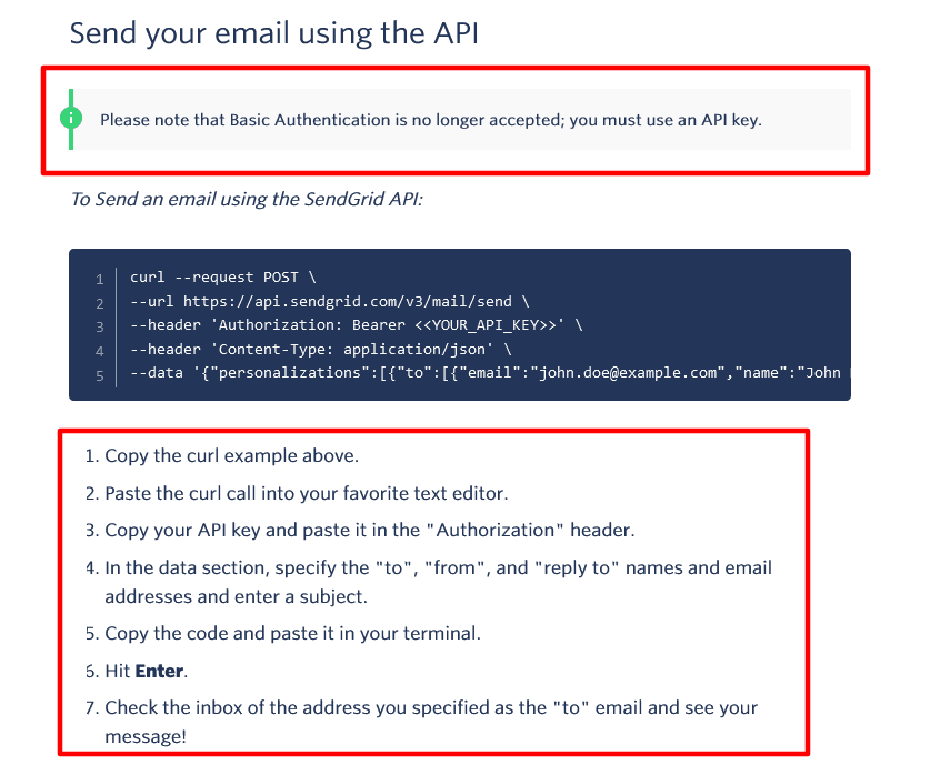 Send email using the API
