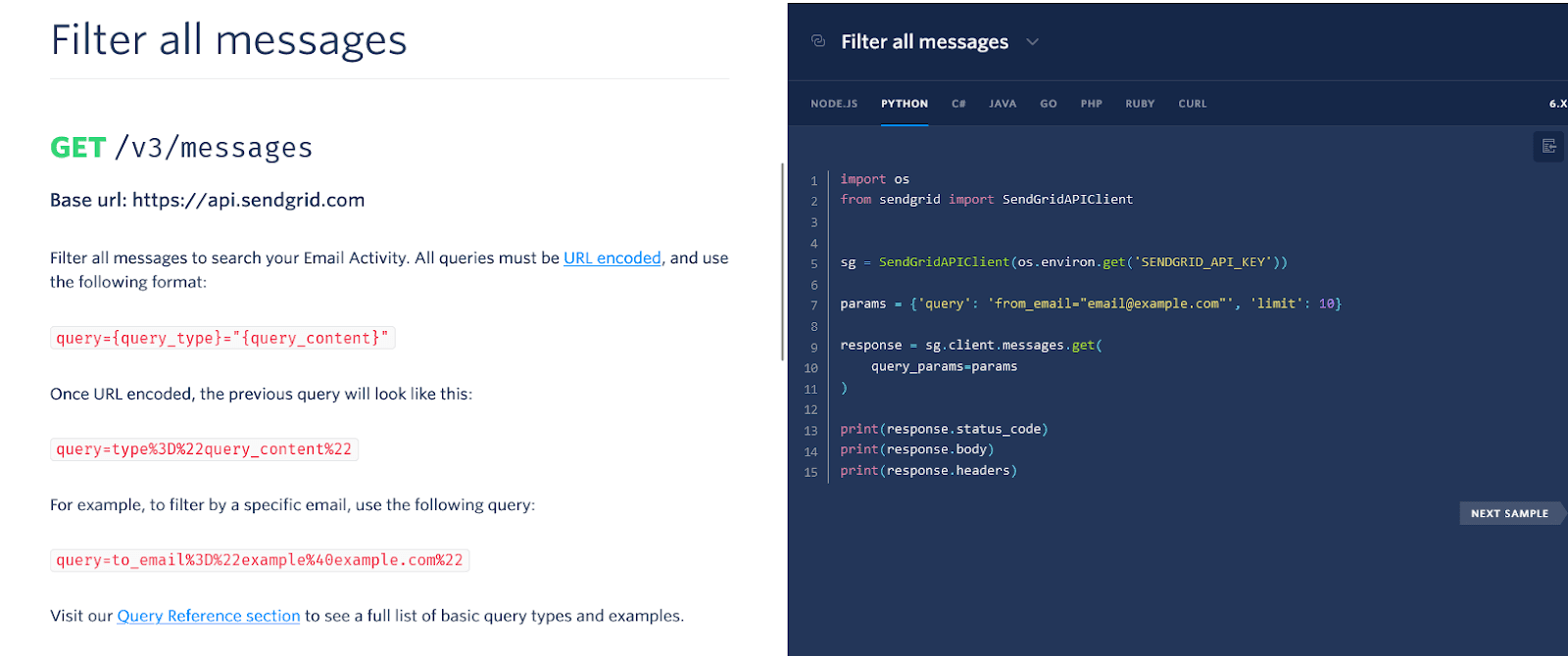 How to filter all messages