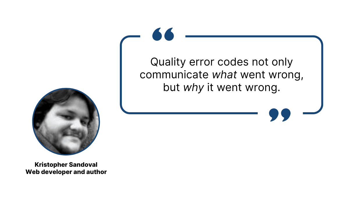 Kristopher Sandoval quote about quality errors code