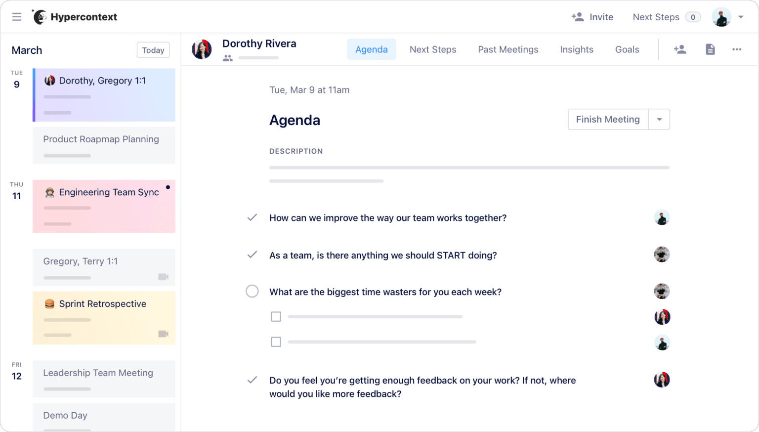 Schedule multiple meetings on Hypercontext