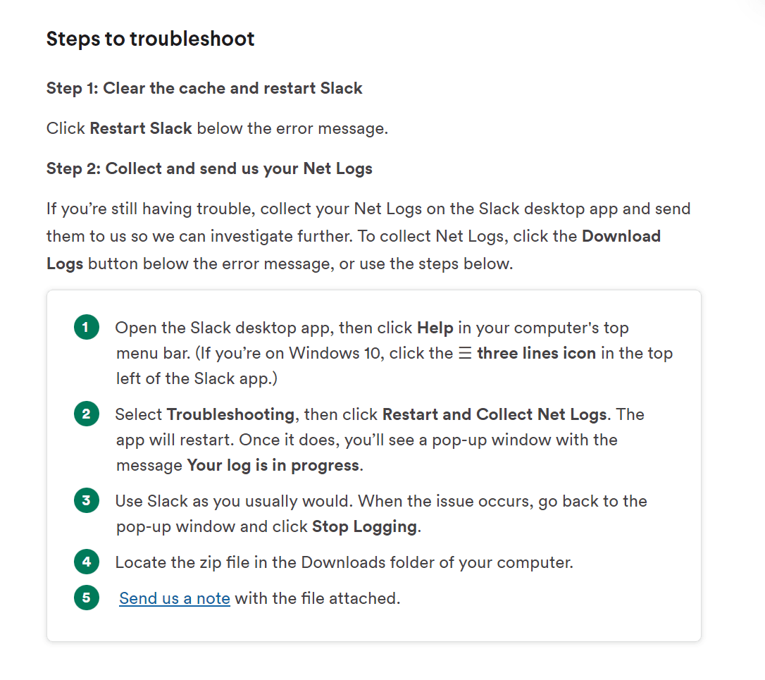 Troubleshooting guide for connectivity issues in Slack