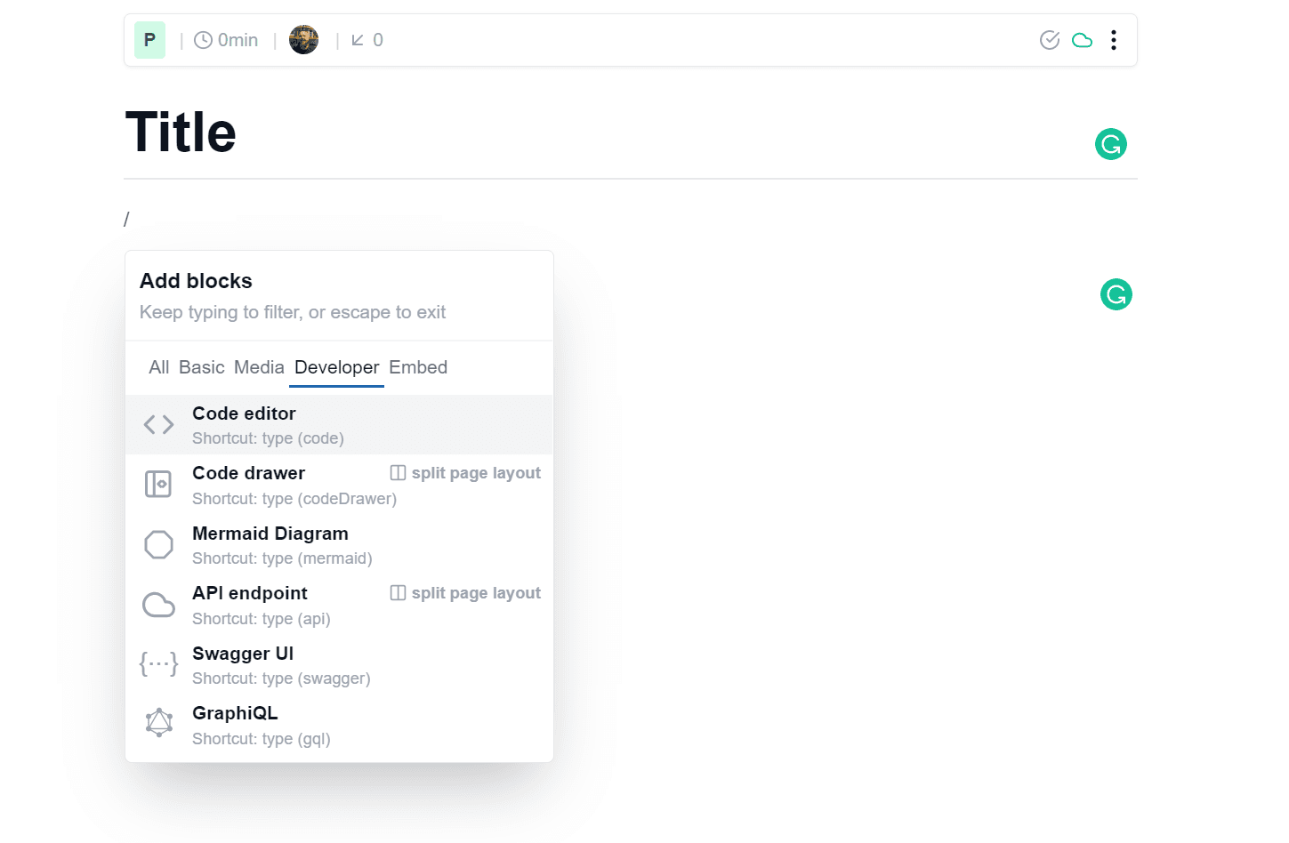 Archbee multi-language code editor function