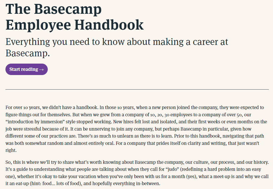 The Basecamp Employee Handbook