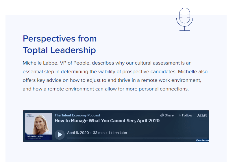 Toptal incorporate media into their employee guide