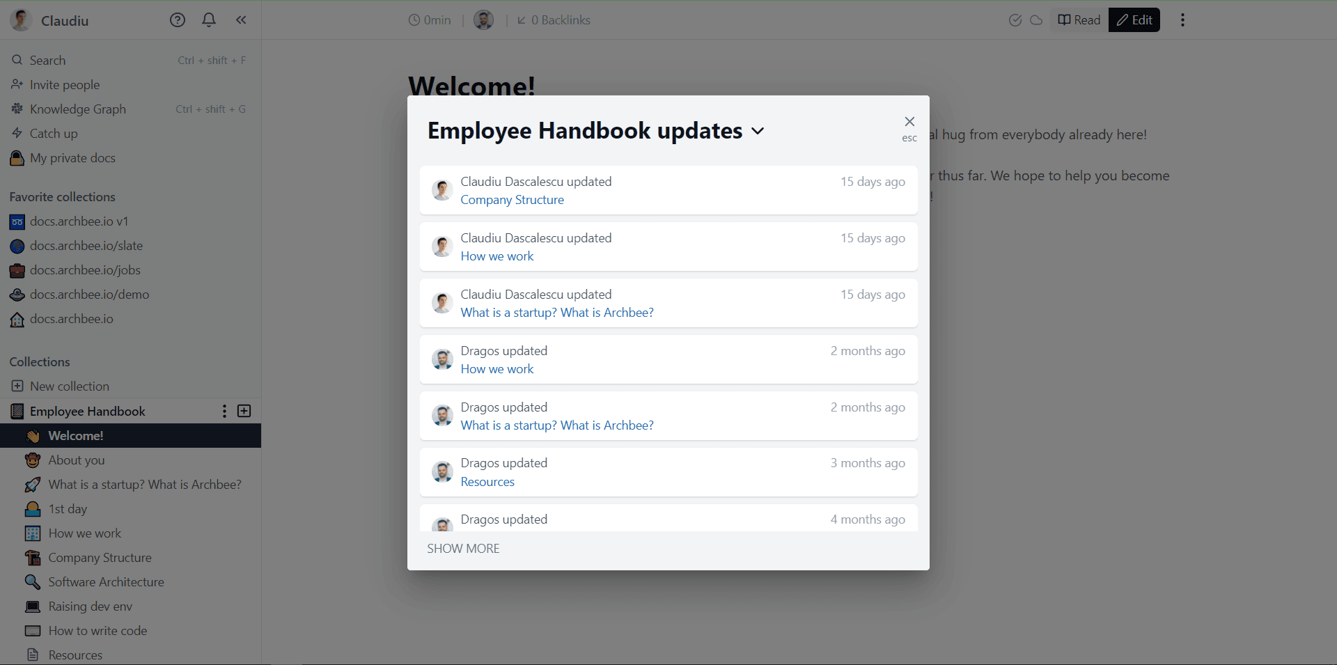 Archbee Employee Handbook Updates