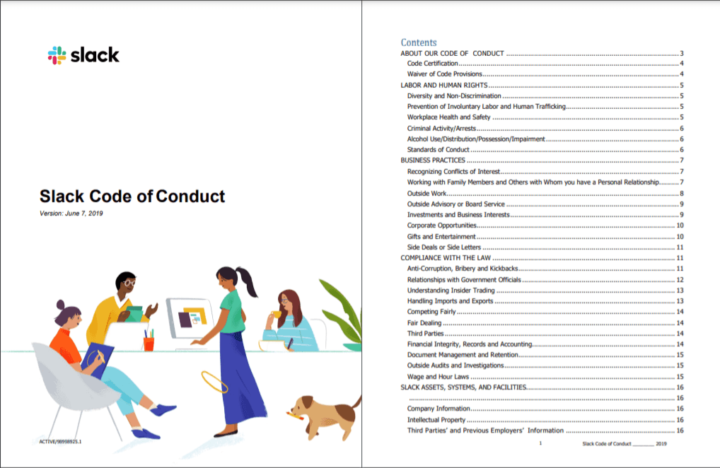 Code of Conduct manual of Slack