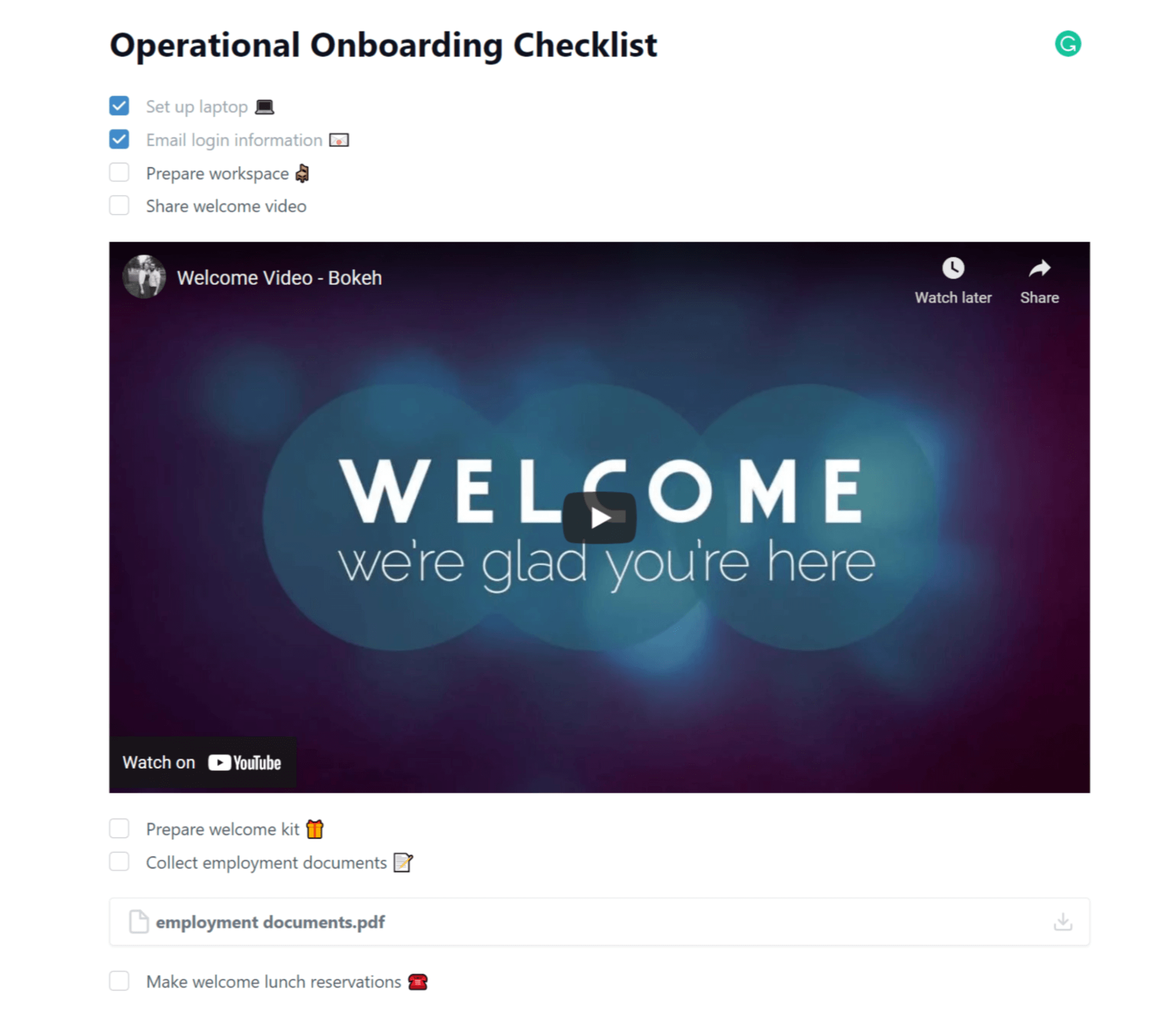 Optional Onboarding Checlist in Archbee