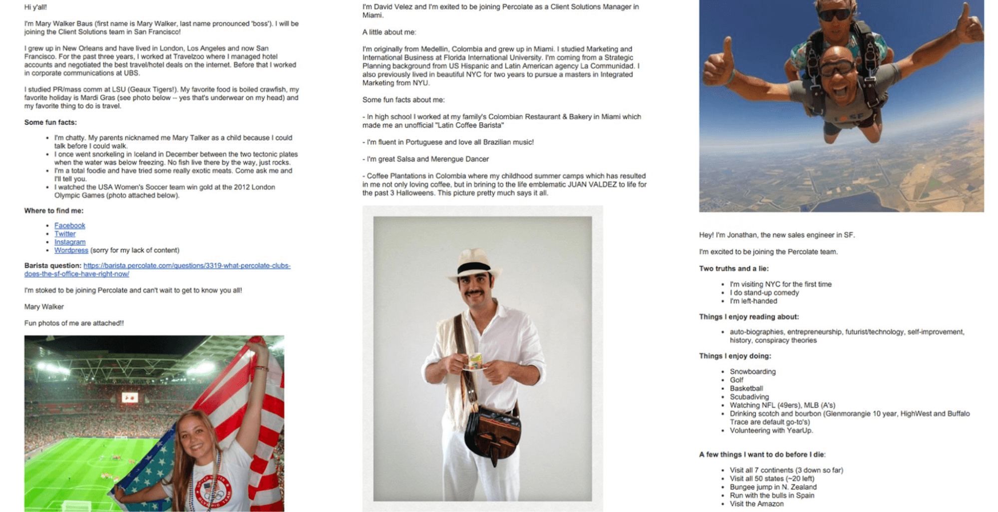 Example of email to introduce new hires to the team