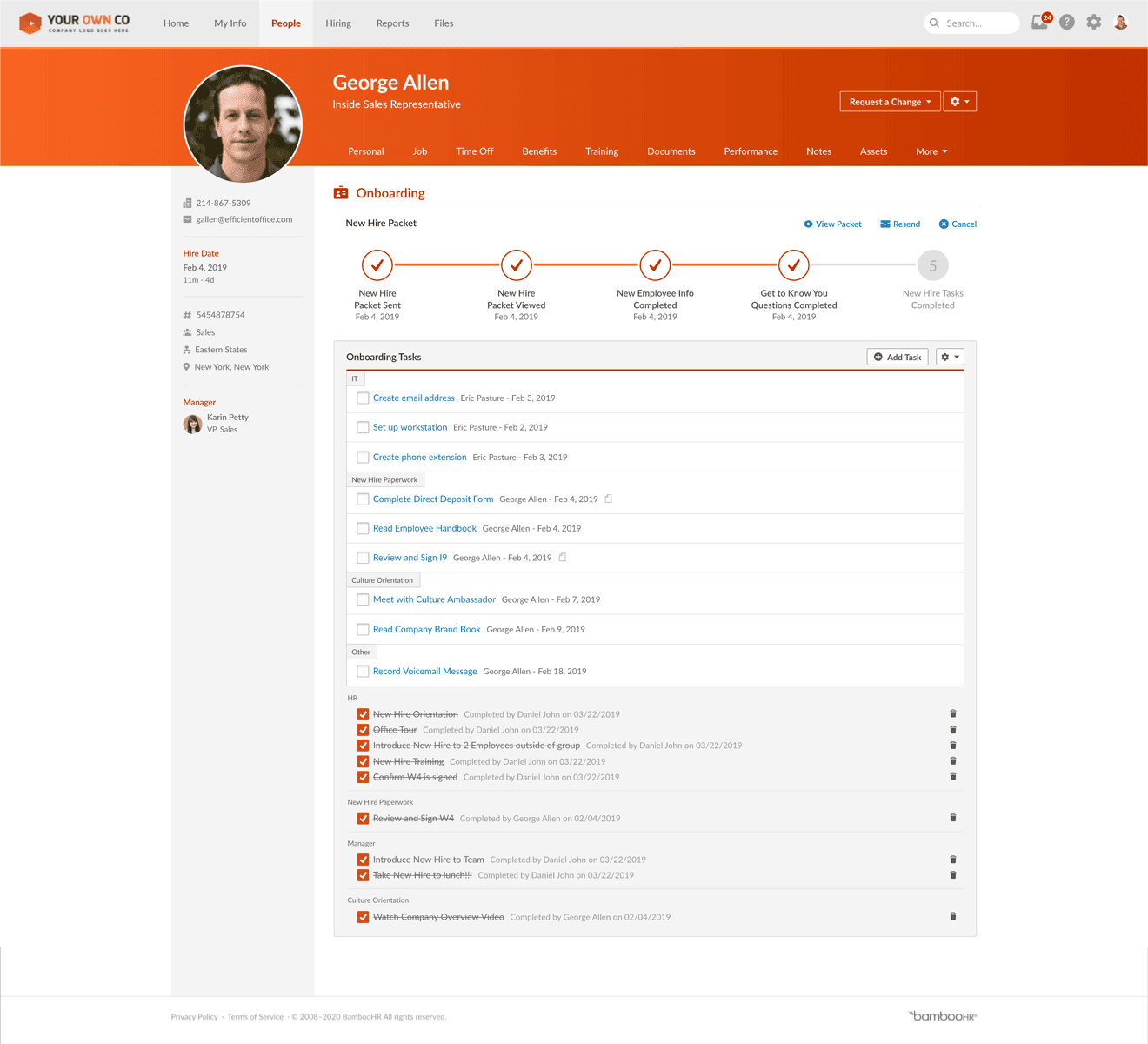 Screenshot from BambooHR