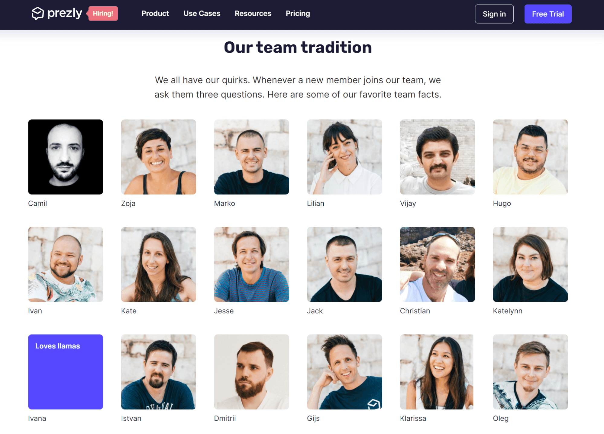 Screenshot from Prezly