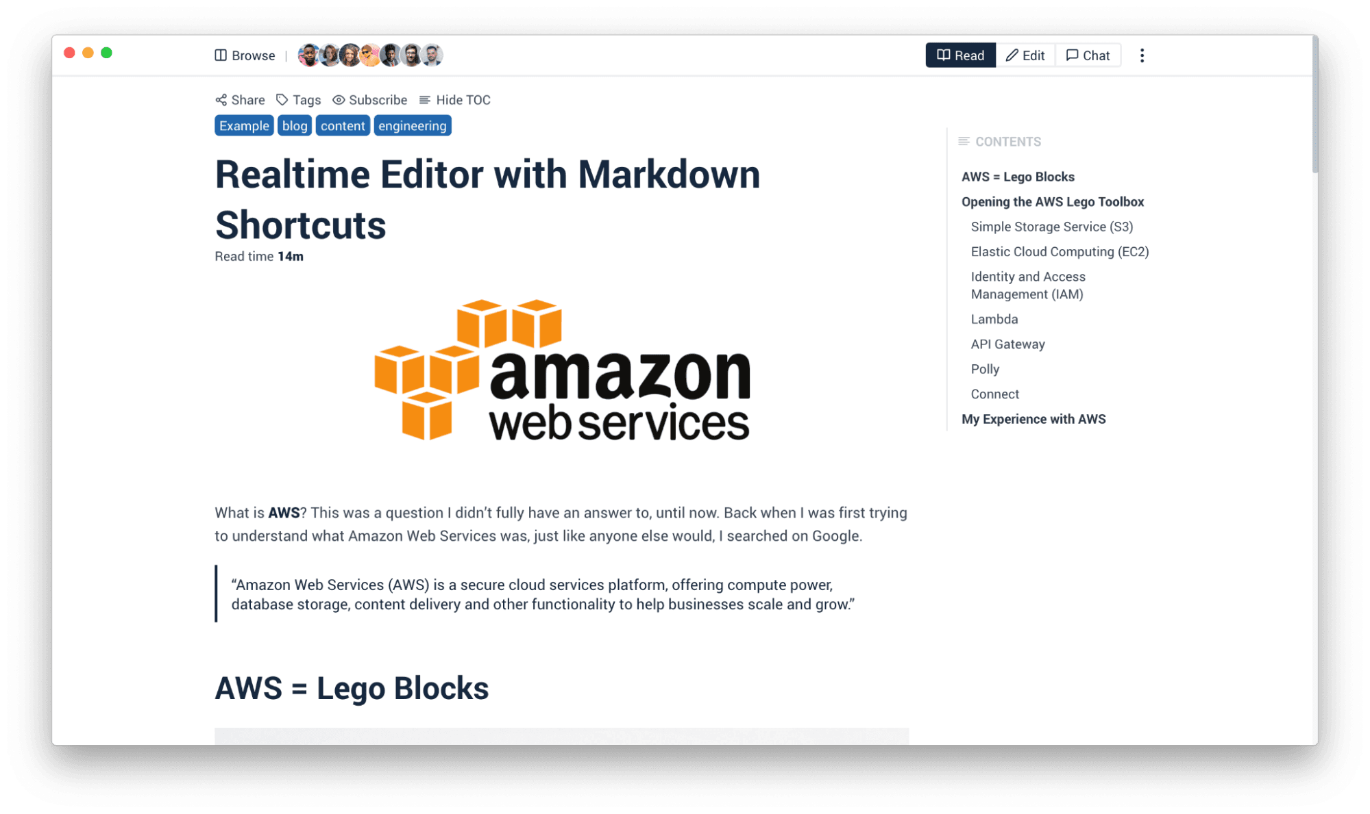 Realtime Editor with Markdown Shortcuts
