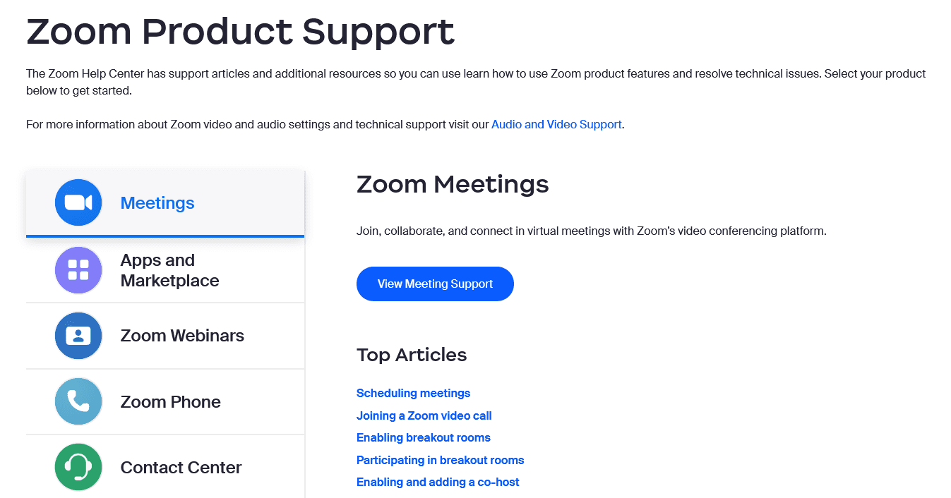 Zoom library of user manuals or guides