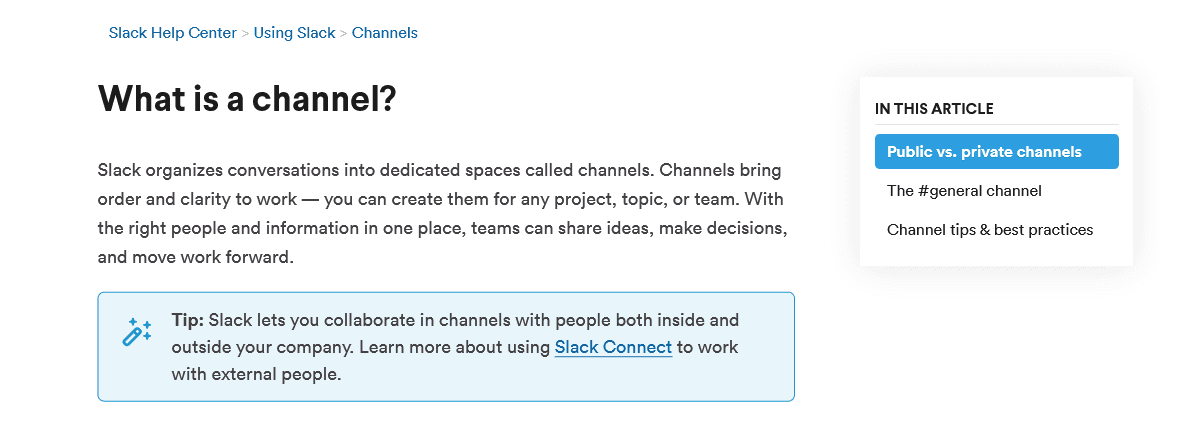 Slack user documentation