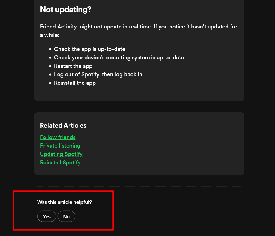 How Spotify ask for feedback